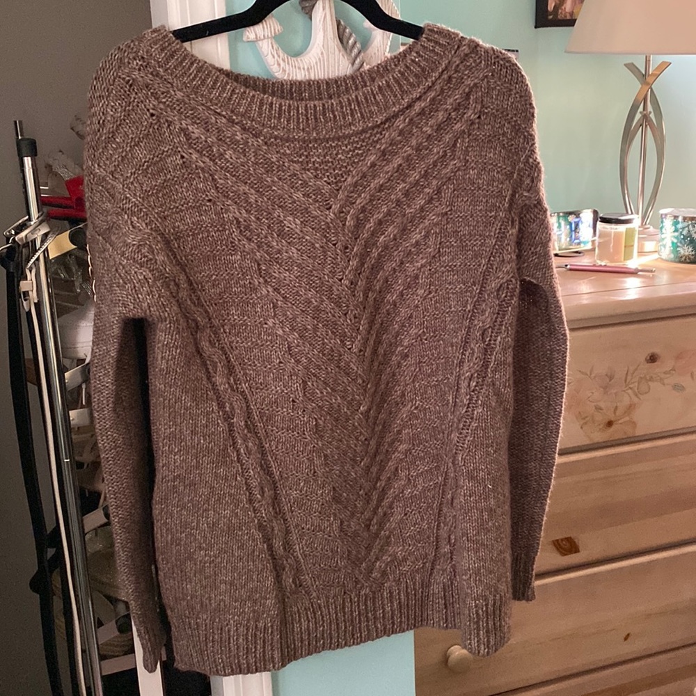 American Eagle Brown Cable Sweater